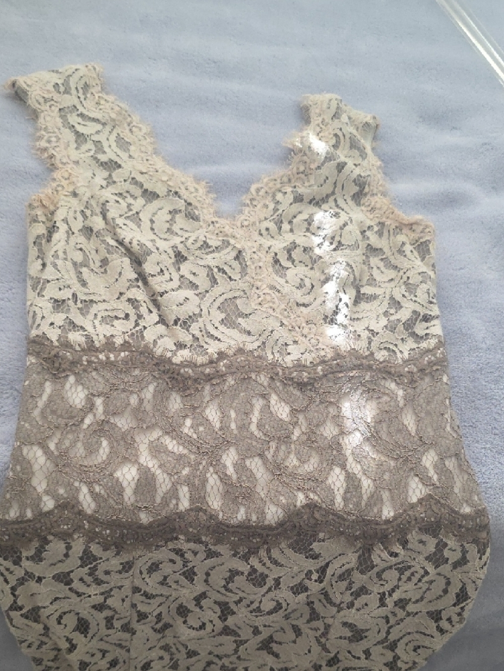 Tadashi Shoji Cream Lace-Trim Dress